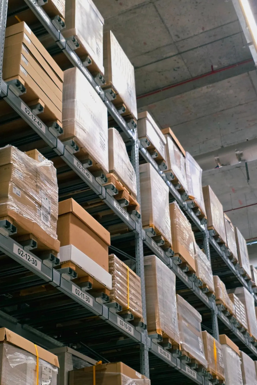 Cardboard boxes staged for loading and delivery